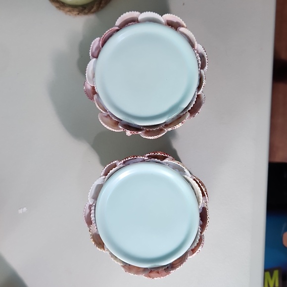 Hand Crafted Sea Shell Accented Candle Holders with Candles Set - Picture 6 of 10